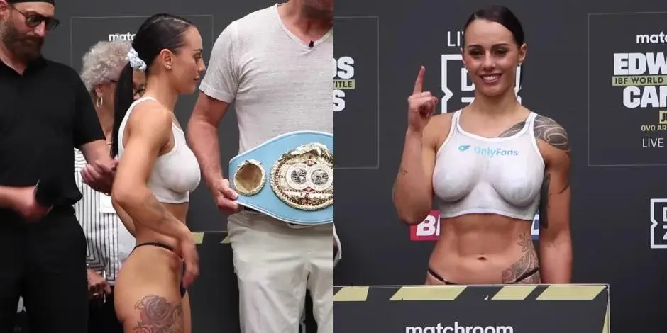 Campeona mundial de boxeo promociona su Onlyfans con body painting
